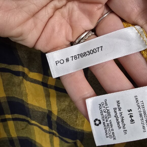 Time and Tru Mustard and Navy Flannel Button down top - S - Picture 4 of 8